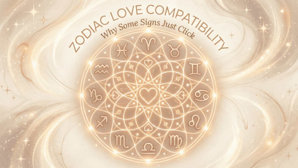 Zodiac love compatibility wheel showing emotional connection between astrology signs