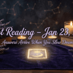 Tarot card reading for January 23, 2026 showing calm energy, emotional clarity, patience, and daily guidance for all zodiac signs
