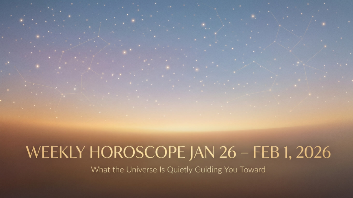 Weekly horoscope Jan 26 to Feb 1, 2026 showing calm celestial energy and zodiac guidance for all signs